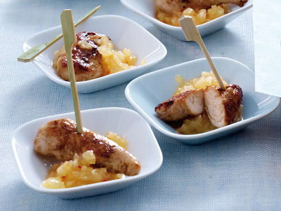 Marinierte Hähncheninnenfilets mit Ananas-Salsa Rezept Marinierte Hähncheninnenfilets mit Ananas-Salsa Rezept