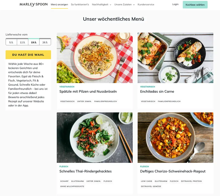 Der Speiseplan von Marley Spoon Der Speiseplan von Marley Spoon