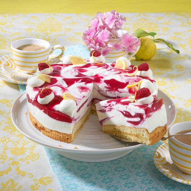Marmorierte Himbeer-Zitronen-Torte Rezept Marmorierte Himbeer-Zitronen-Torte Rezept