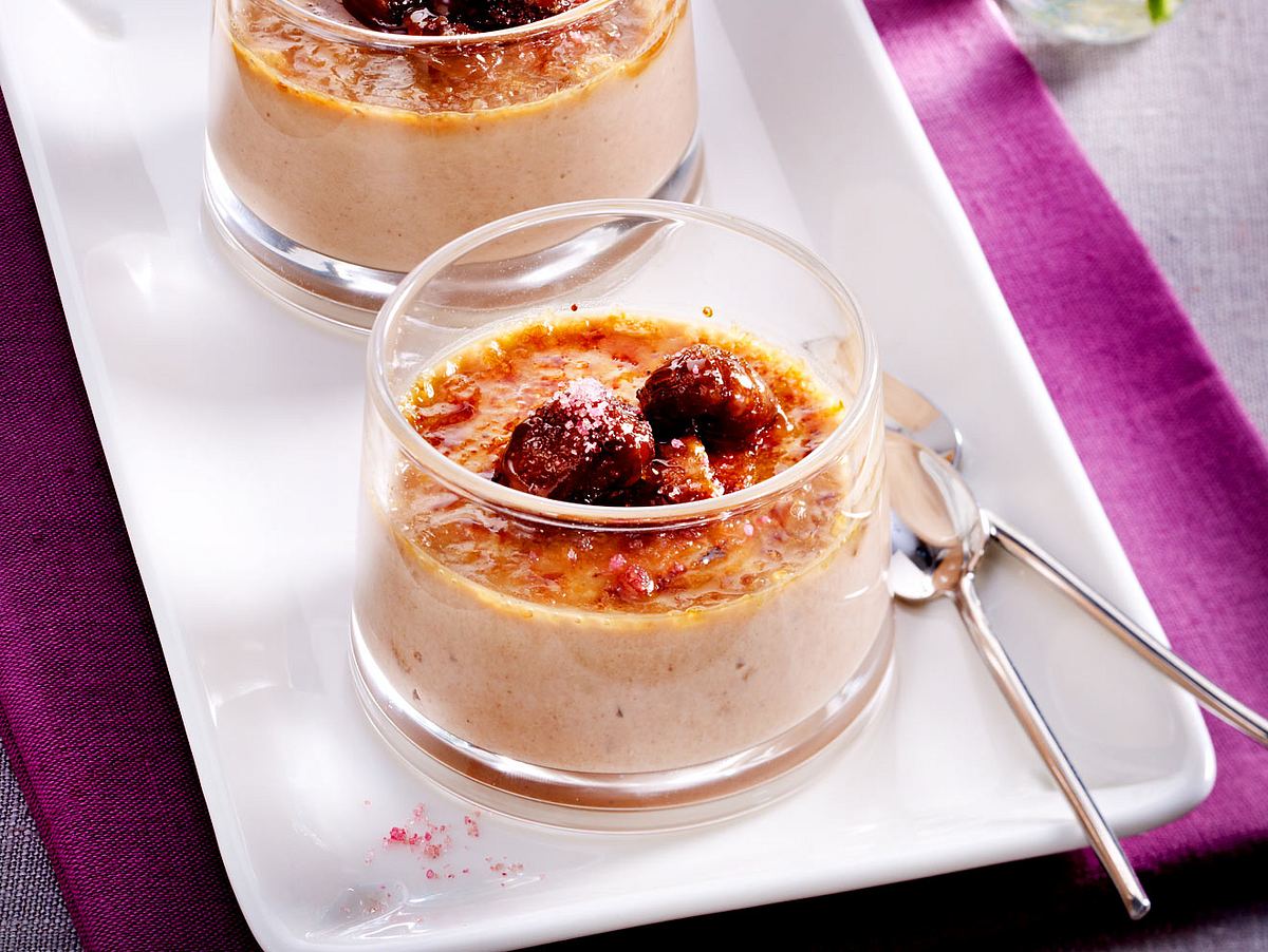 Maronen-Crème brûlée mit glasierten Maronen Rezept