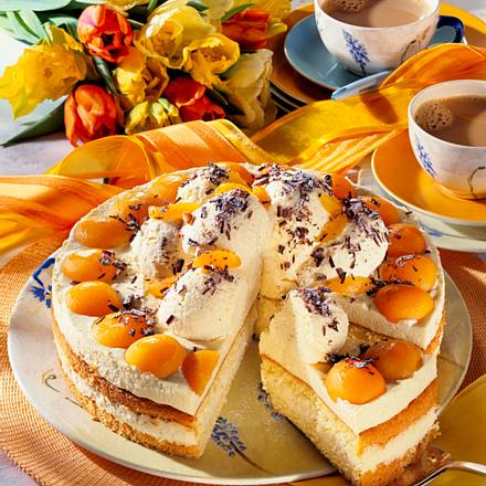 Marzipan-Mousse-Torte mit Aprikosen Rezept