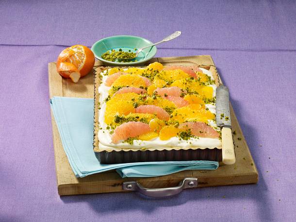 Mascarpone-Grapefruit-Tarte mit Mandarinen Rezept