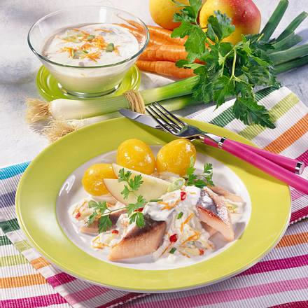 Matjesfilets mit Joghurt-Dip Rezept Matjesfilets mit Joghurt-Dip Rezept