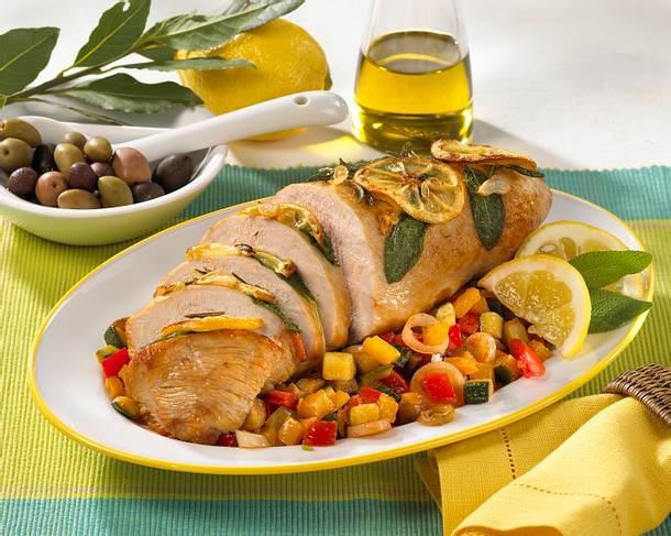 Mediterrane Putenbrust mit Ratatouille Rezept