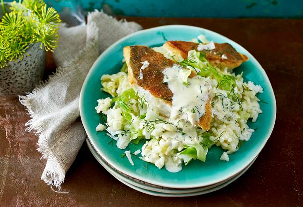 Meerrettich-Dill-Soße zu Zander und Spitzkohl-Risotto Rezept Meerrettich-Dill-Soße zu Zander und Spitzkohl-Risotto Rezept