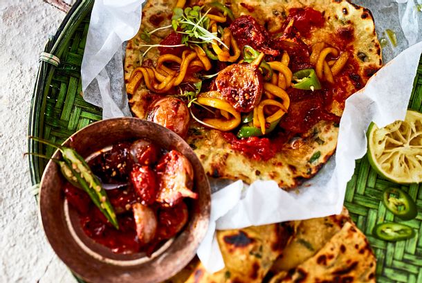 Methi Thepla Fladen mit Auberginen-Ragout Rezept