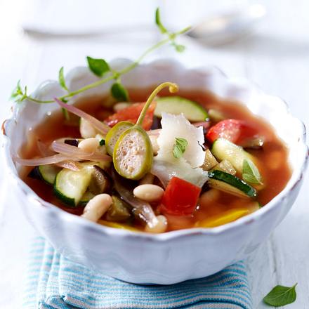 Minestrone mit Zucchini, Tomaten, Paprika und ital. Bohnenkernen Rezept Minestrone mit Zucchini, Tomaten, Paprika und ital. Bohnenkernen Rezept