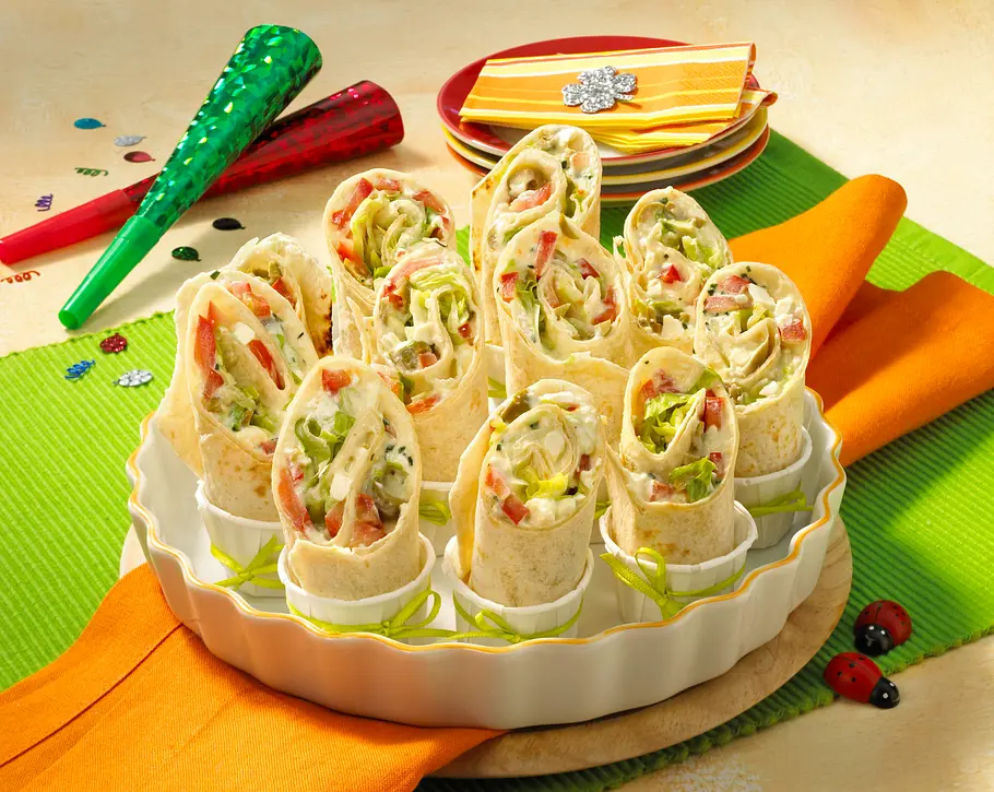Mini-Wraps mit Schafskäse-Füllung Rezept Mini-Wraps mit Schafskäse-Füllung Rezept