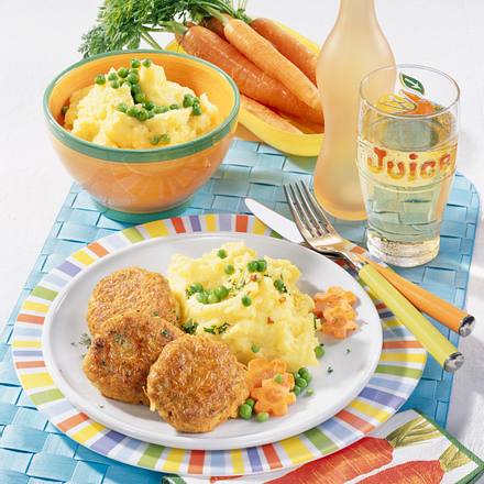 Möhren-Frikadellen mit Stampfkartoffeln Rezept