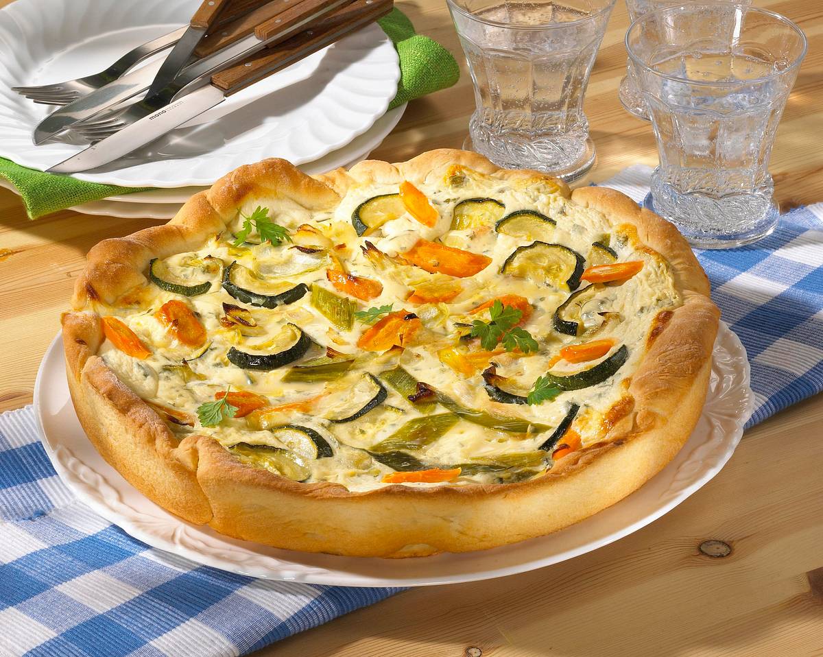 Möhren-Zucchini-Quark-Quiche Rezept