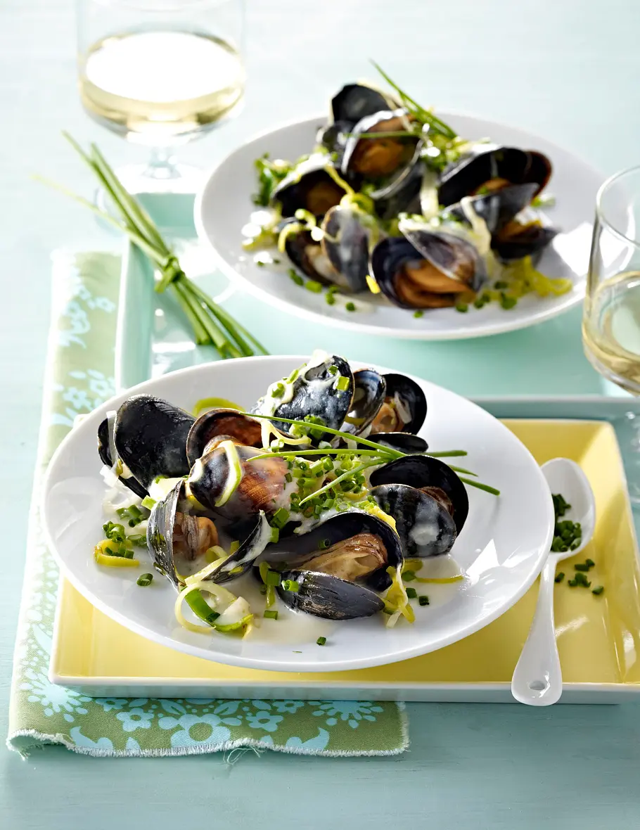 Muscheln in Weißwein-Sahne Rezept