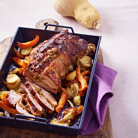 Nackenbraten mit Feta-Rucola-Füllung Rezept Nackenbraten mit Feta-Rucola-Füllung Rezept