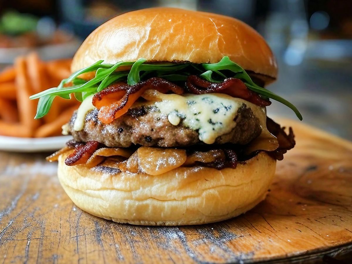 Blauschimmelkäse-Gourmet-Burger Rezept Blauschimmelkäse-Gourmet-Burger Rezept