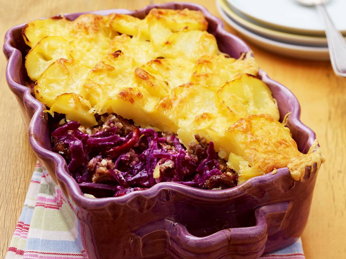 Rotkohl-Kartoffel-Lasagne