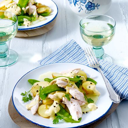 Neue Kartoffeln mit Kerbel-Hollandaise zu Hähnchenfilet Rezept
