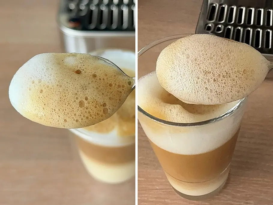 Milchschaum aus Kuhmilch und Barista-Hafer-Drink