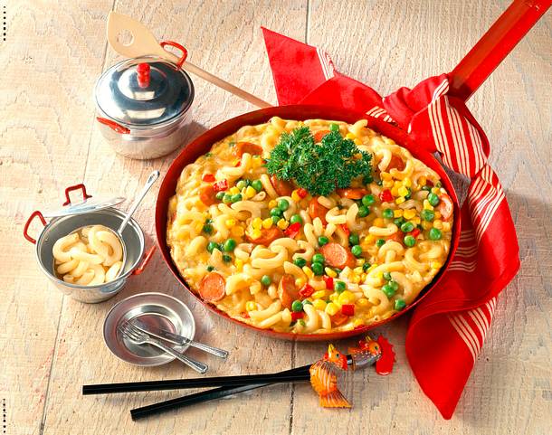 Nudel-Gemüse-Omelette Rezept