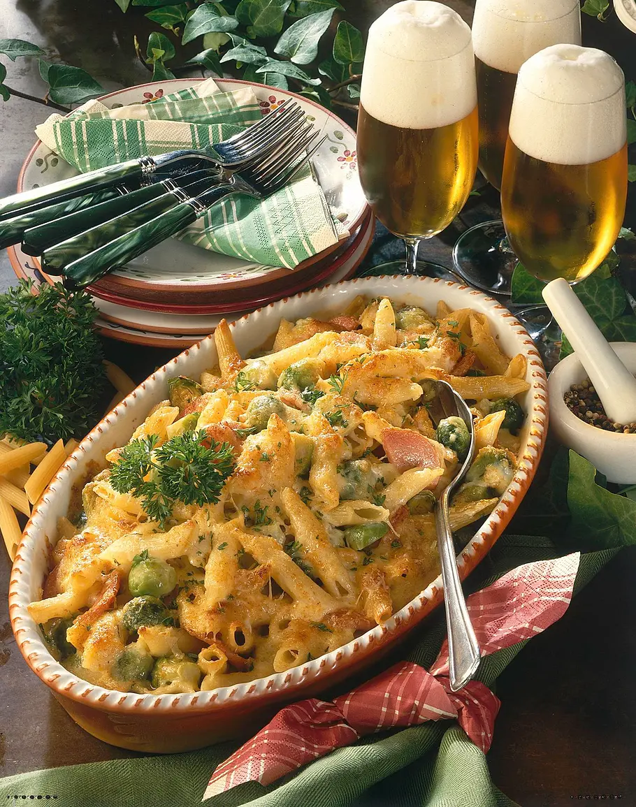 Nudelauflauf mit Rosenkohl Rezept