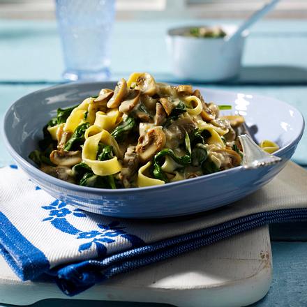 Nudeln in Spinat-Pilz-Soße Rezept