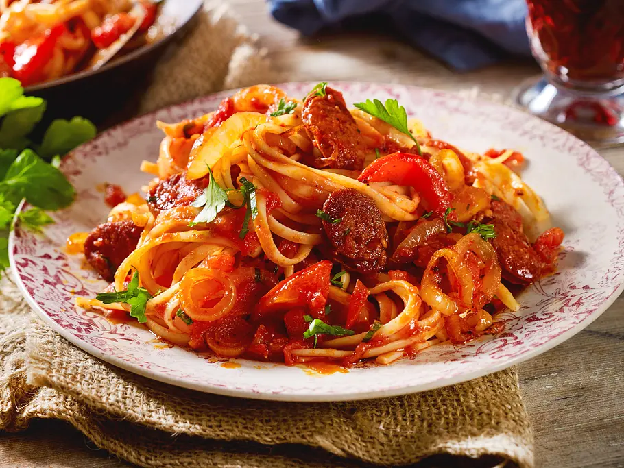 Nudelpfanne mit Chorizo Rezept Nudelpfanne mit Chorizo Rezept
