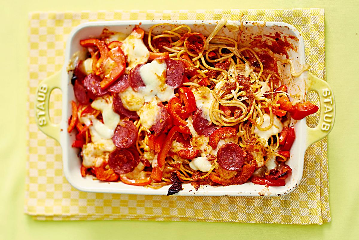 Null-Aufwand-Spaghetti-Gratin Rezept