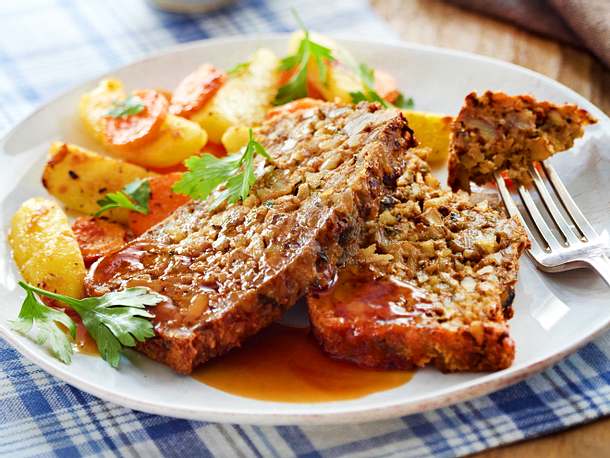 Nuss-Pilz-Braten mit brauner Veggie-Soße Rezept