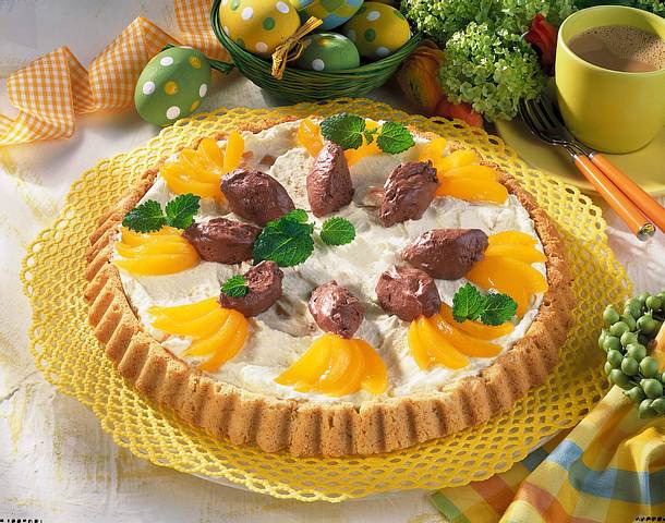 Obstboden mit Mousse und Aprikosenschnitzen Rezept