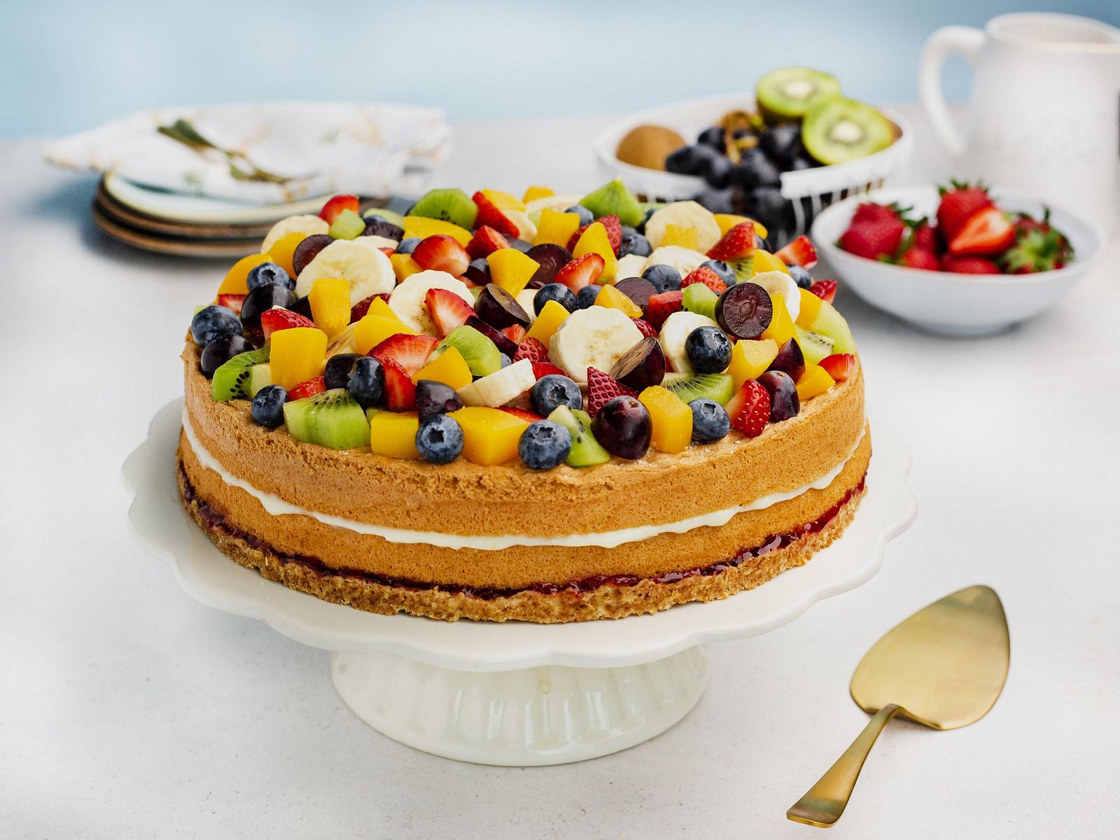 Obsttorte mit Pudding Rezept LECKER