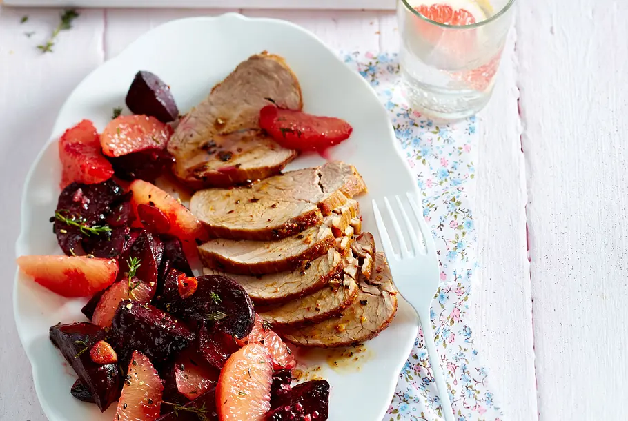 Ofen-Rote-Beten mit Grapefuit zu Schweinefilet Rezept