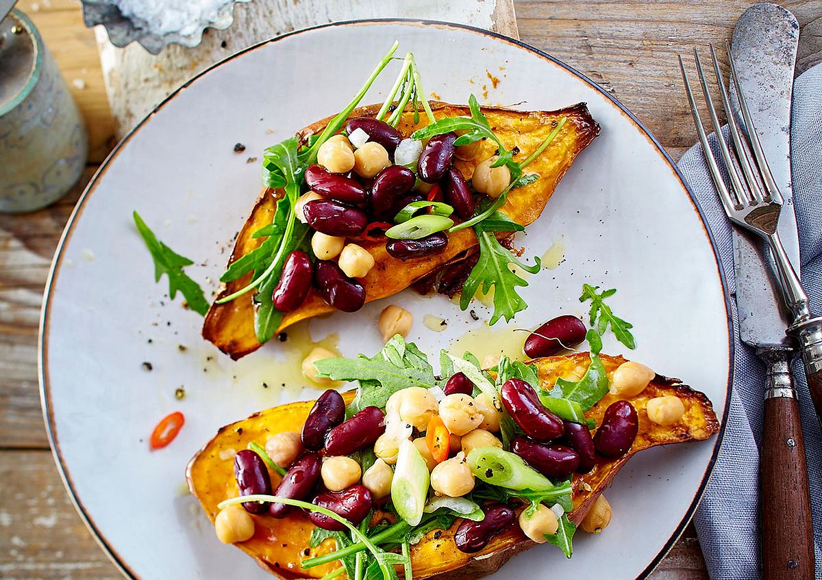 Ofen-Süsskartoffel mit Power-Topping Rezept