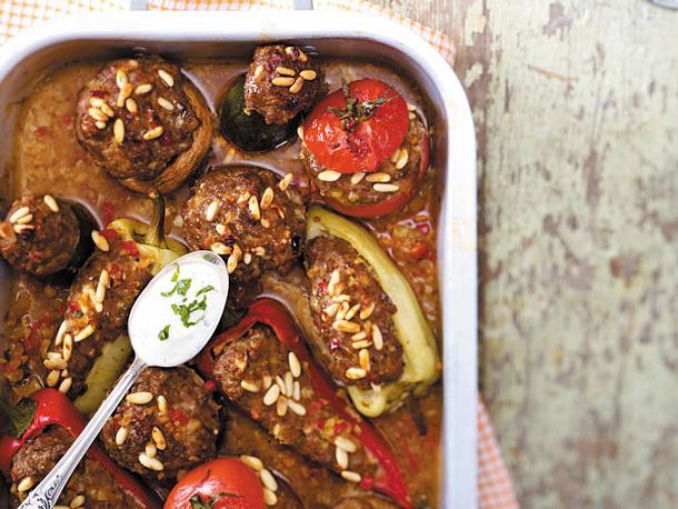 Ofengemüse mit Hackfüllung Rezept