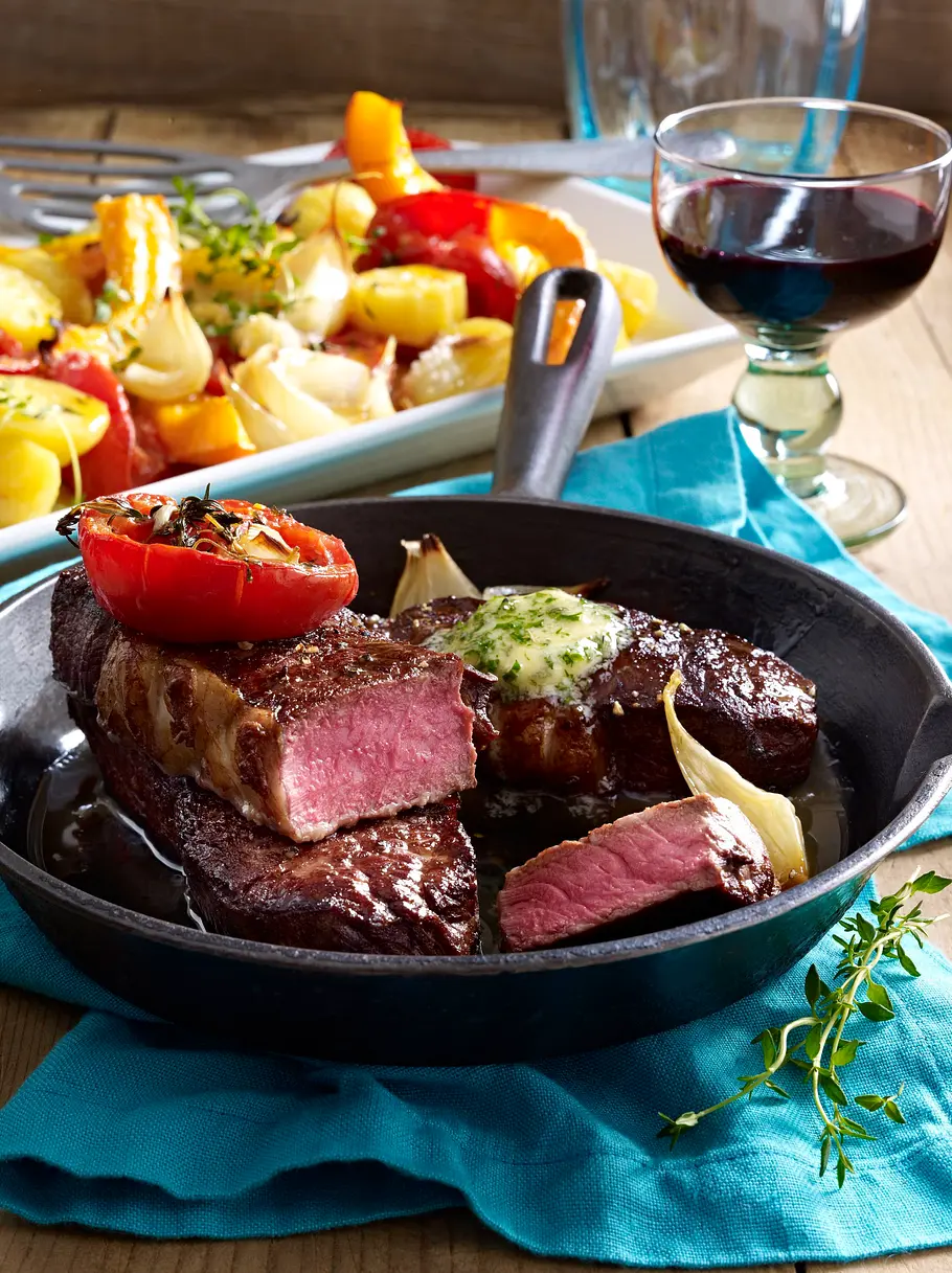 Ofengemüse mit Rumpsteak Rezept Ofengemüse mit Rumpsteak Rezept