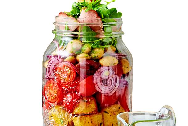 Ofenkartoffel-Salat mit Rucoladressing Rezept