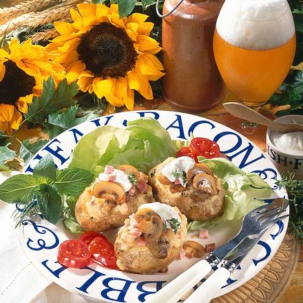 Ofenkartoffeln mit Frischkäse-Champignon-Füllung Rezept Ofenkartoffeln mit Frischkäse-Champignon-Füllung Rezept