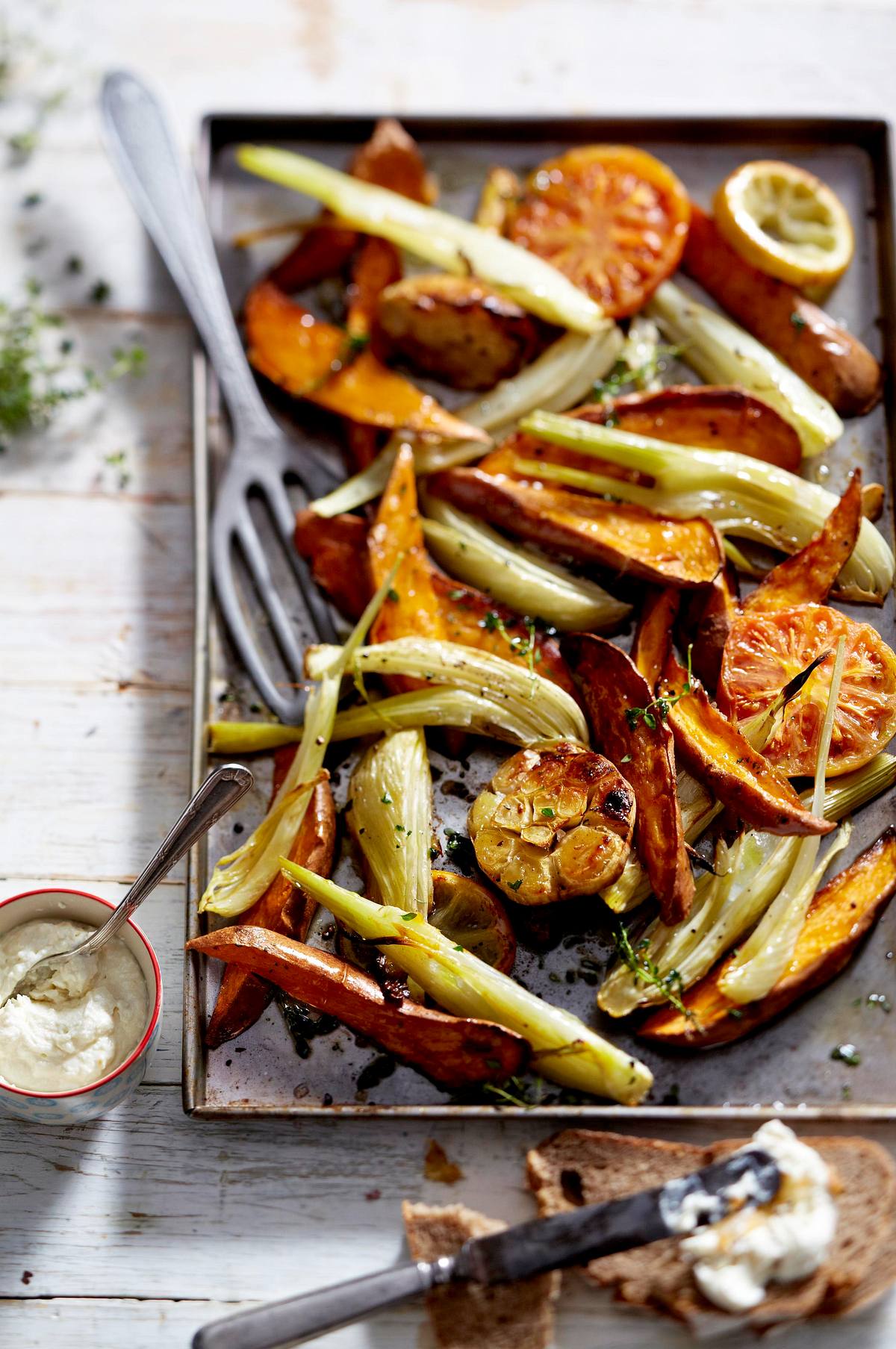 Ofenröstgemüse mit Ziegenkäsedip Rezept