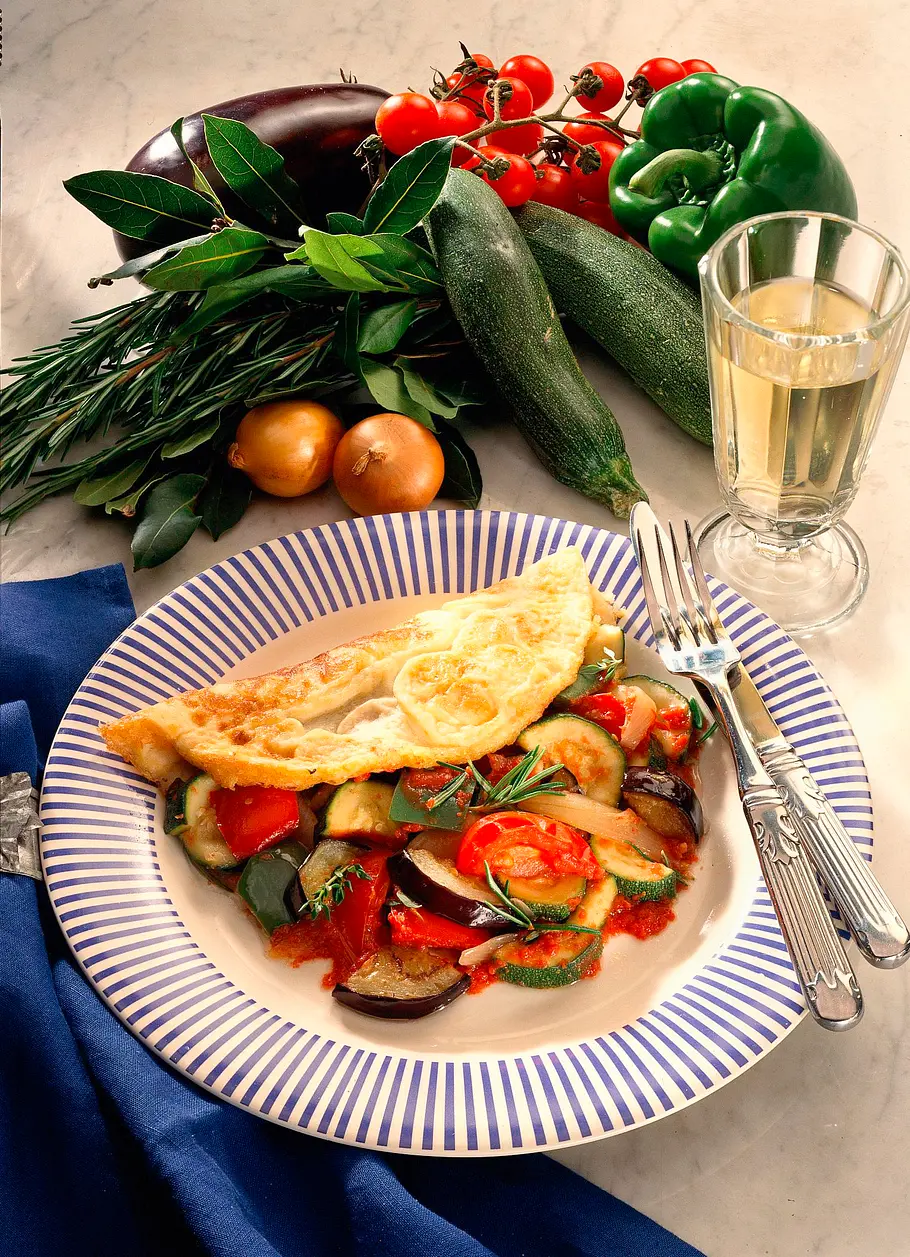 Omelette mit Ratatouille-Gemüse Rezept Omelette mit Ratatouille-Gemüse Rezept