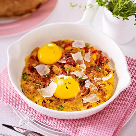 Omeletts mit gerösteter Paprika und Thunfisch Rezept