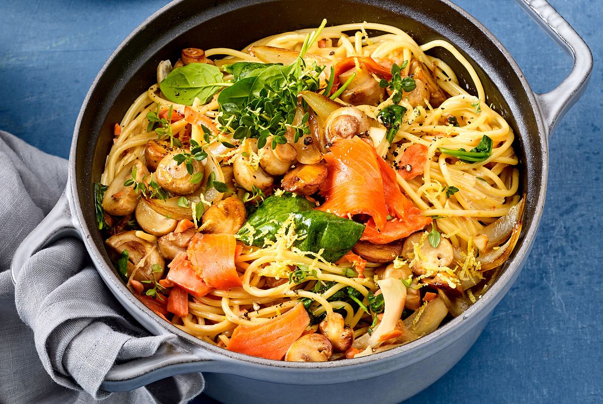 One Pot-Spaghetti mit Lachs Rezept