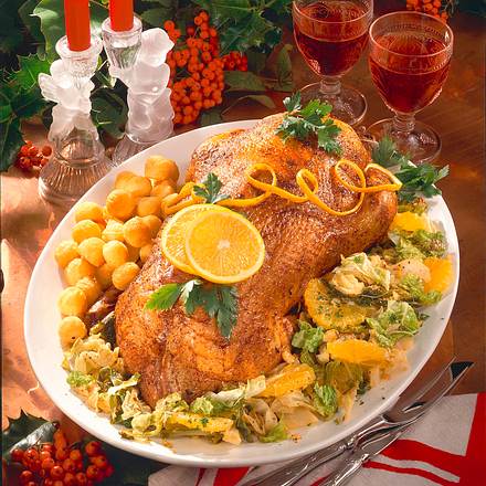 Orangengans auf Wirsingkohl Rezept Orangengans auf Wirsingkohl Rezept