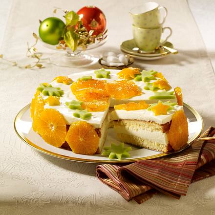 Orangentorte mit Quark-Schmand-Crème (Weihnachts-Deko) Rezept Orangentorte mit Quark-Schmand-Crème (Weihnachts-Deko) Rezept