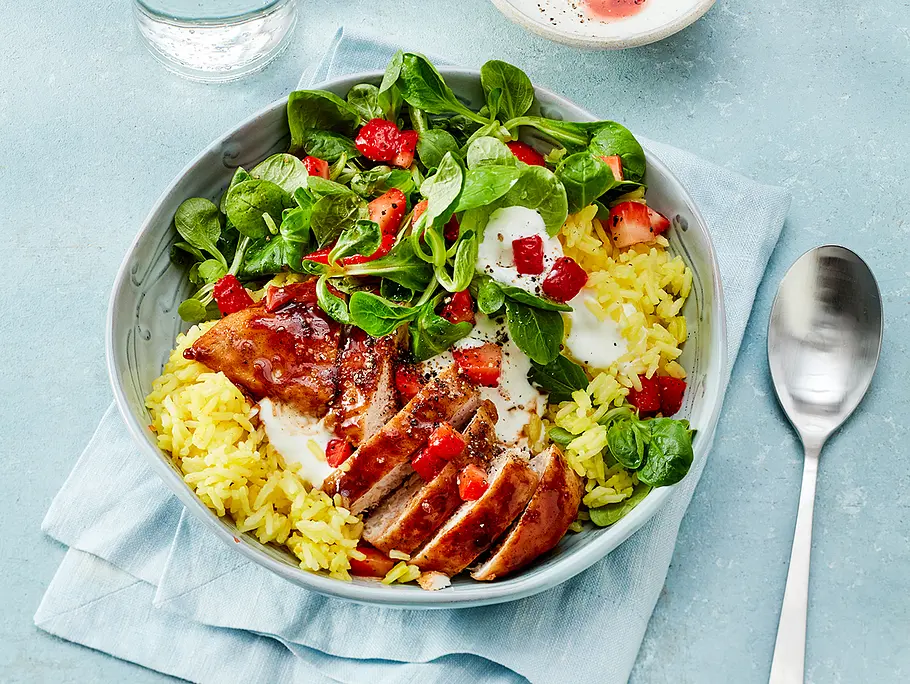Orientalische Hähnchen-Reis-Bowl Rezept