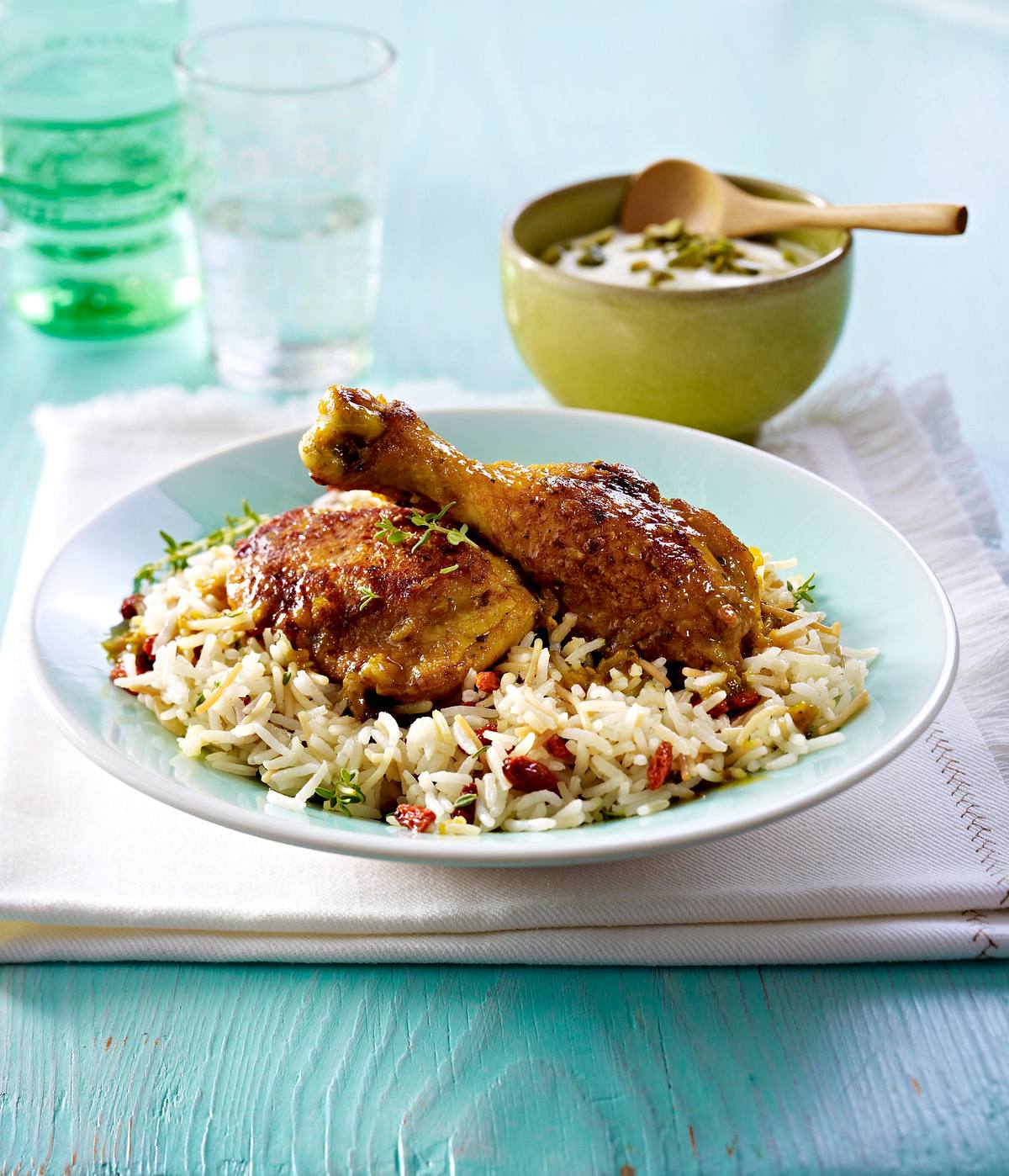 Orientalisches Huhn mit Fadennudel-Reis Rezept