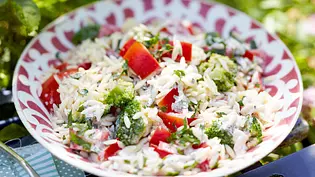 Orzo-Nudelsalat mit Brokkoli und Tomaten Rezept - Foto: LECKER @ Bauer Media Group Orzo-Nudelsalat mit Brokkoli und Tomaten Rezept - Foto: LECKER @ Bauer Media Group