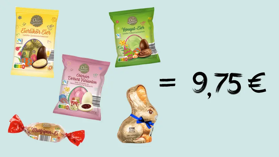 Osternest von Aldi als Grafik mit dem Betrag von 9,75 Euro