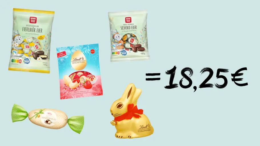 Osternest von Rewe als Grafik mit dem Betrag von 18,25 Euro
