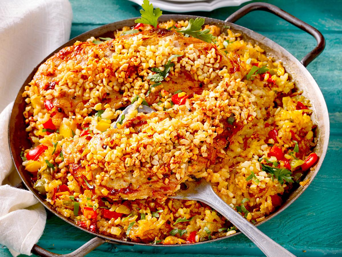 Paella-Schnitzel Rezept