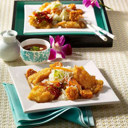 Pangasiusfilet im Reis-Gebäck-Mantel Rezept