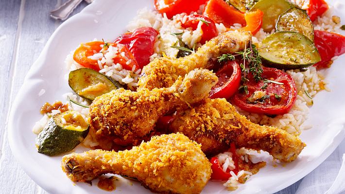 Panierte Hähnchenkeulen aus der Heißluftfritteuse - Foto: House of Food / Bauer Food Experts KG