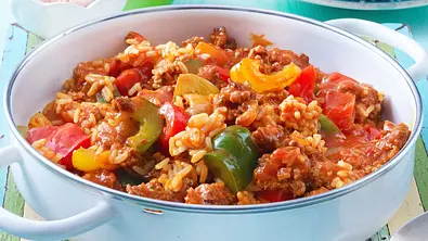Paprika-Hack-Pfanne mit Reis Rezept - Foto: LECKER @ Bauer Media Group