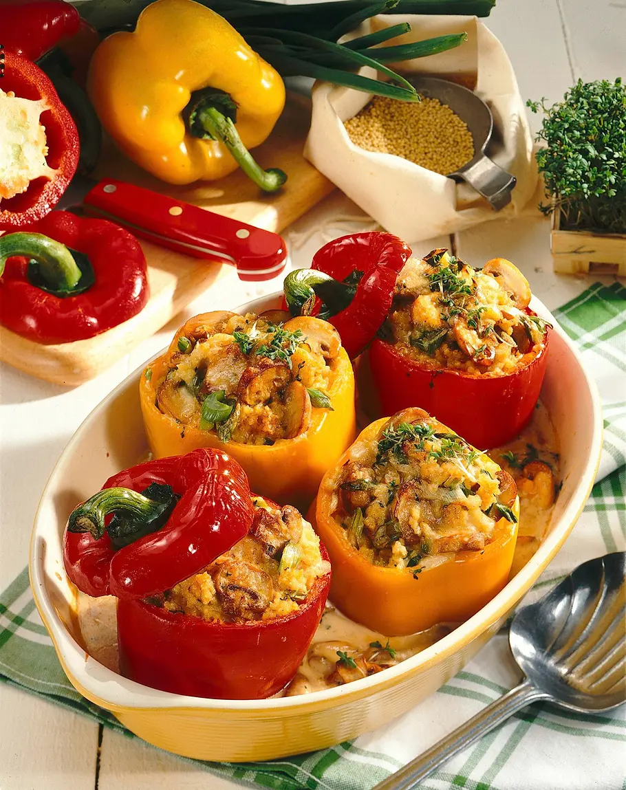 Paprika mit Hirse-Pilz-Fllung Rezept